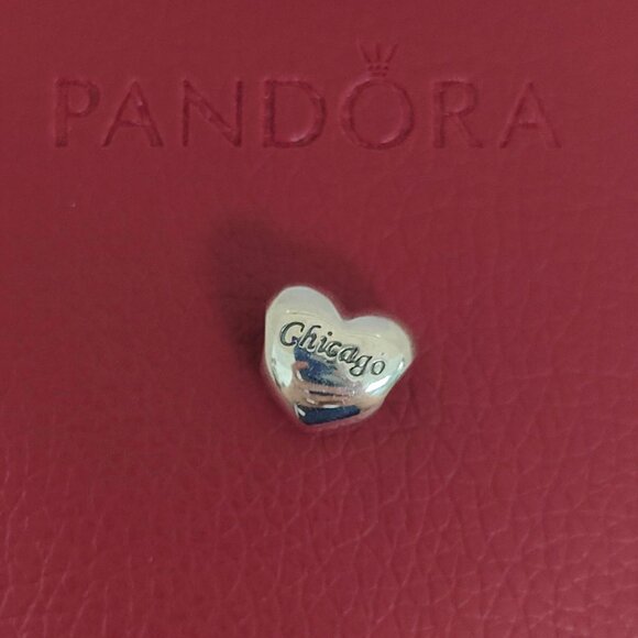 Pandora Chicago Exclusive Charm Heart Bead Charm Bracelet Hanging S925 Silver - Picture 6 of 6